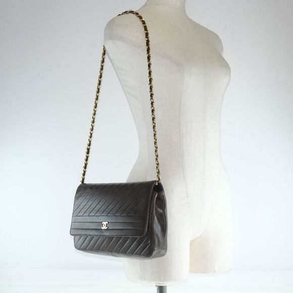Chanel Chain Shoulder Lambskin Dark Brown Shoulder Bag - Picture 10 of 11